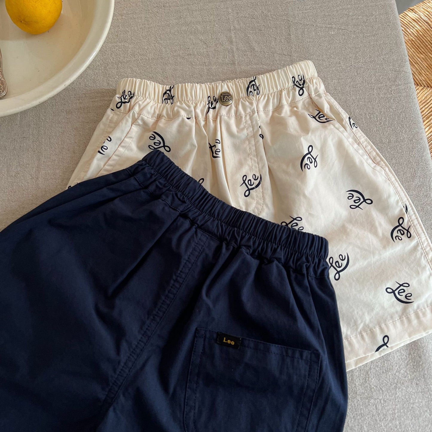 Thin children's shorts 2025 summer new men and women embroidered letter cotton pants baby Japanese fashion brand five-point pants