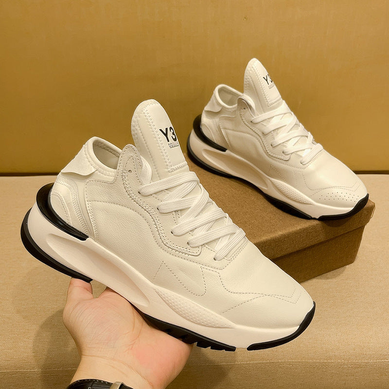 The new trendy brand Y3 Black Samurai Thick-soled Daddy Shoes Men's Tide Versatile Summer Breathable Leather Sneakers Men's Shoes