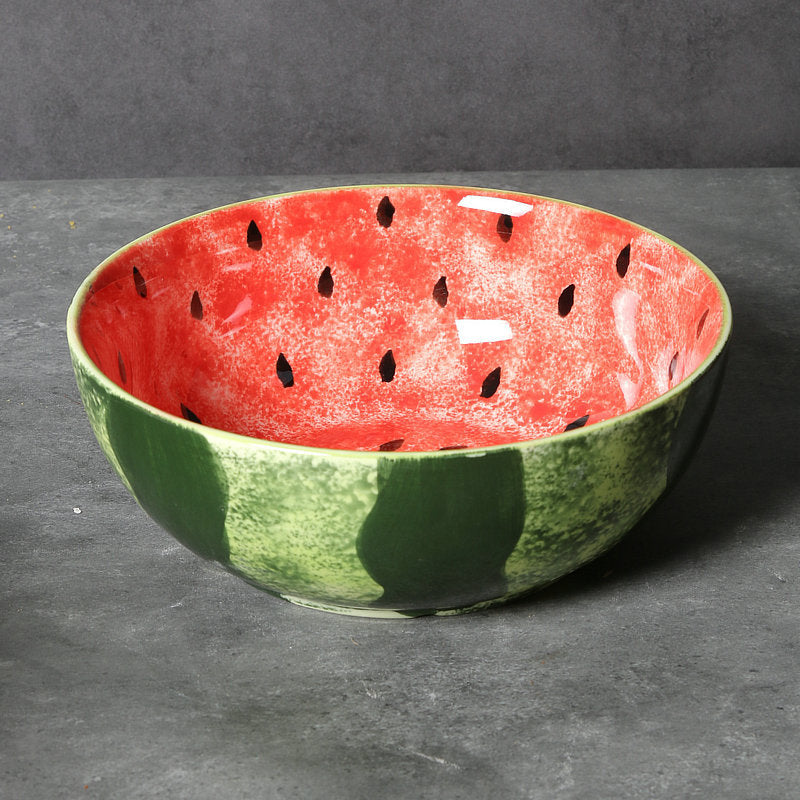 Jiutian ware ceramic large noodle bowl hand-painted watermelon instant noodle bowl underglaze color snail flour bowl beautiful small fresh deep plate