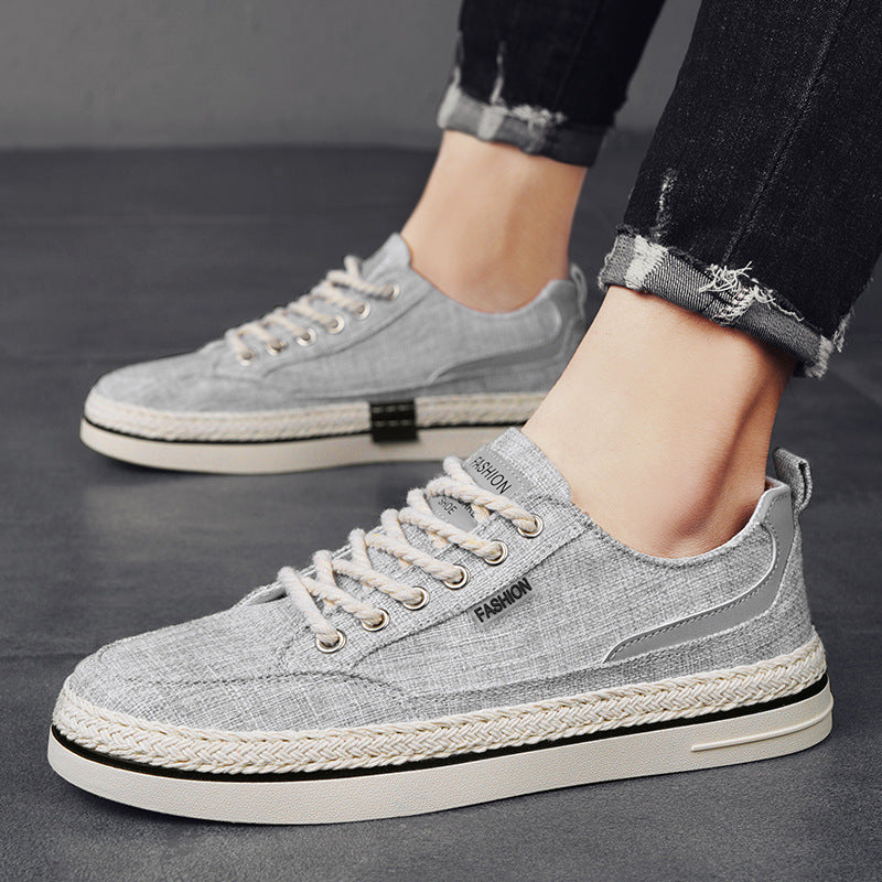 2024 Canvas Men's Shoes Spring Casual One Foot Slip Old Beijing Cloth Shoes Men's Black Sneakers Soft Sole Working Dad