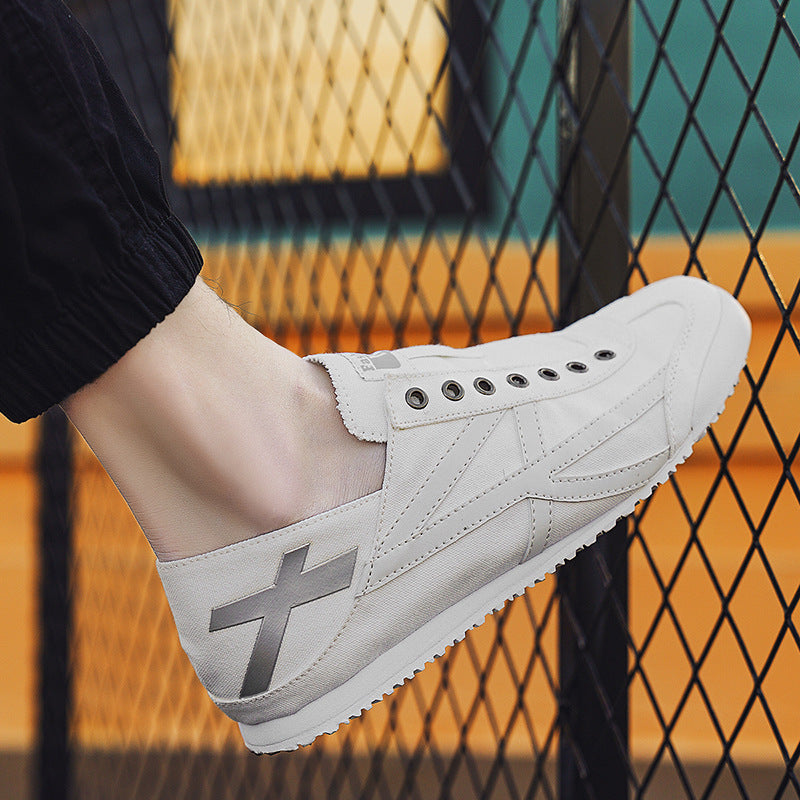 One-foot tide men's shoes, summer breathable tide brand lazy Japanese trendy versatile Forrest Gump canvas shoes, men's tide shoes