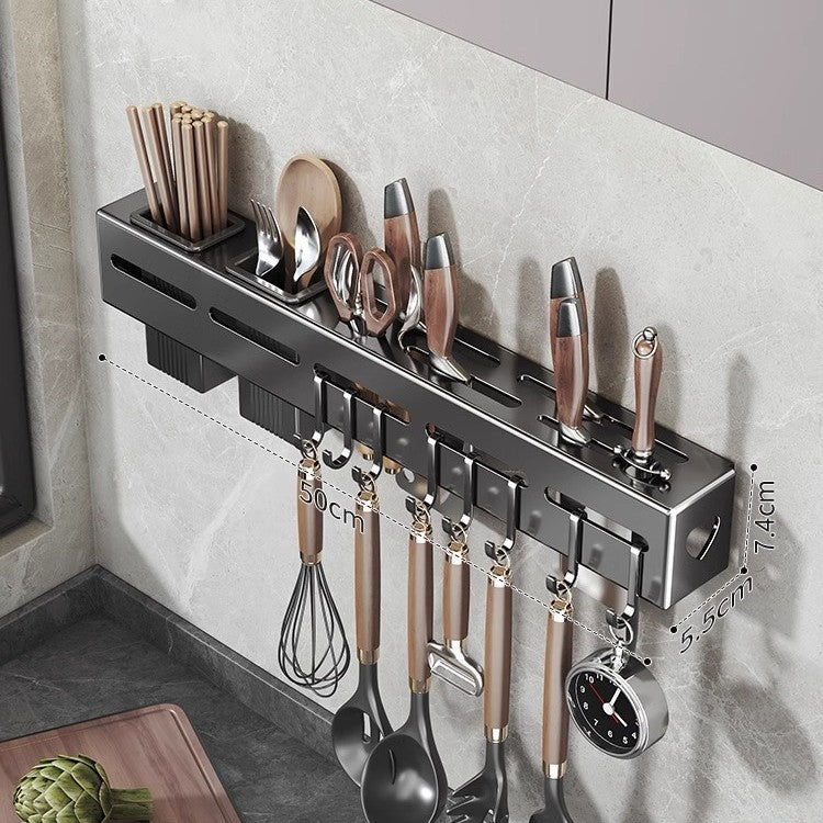Kitchen rack free punching multi-functional home wall-mounted seasoning chopsticks knife holder supplies complete storage rack