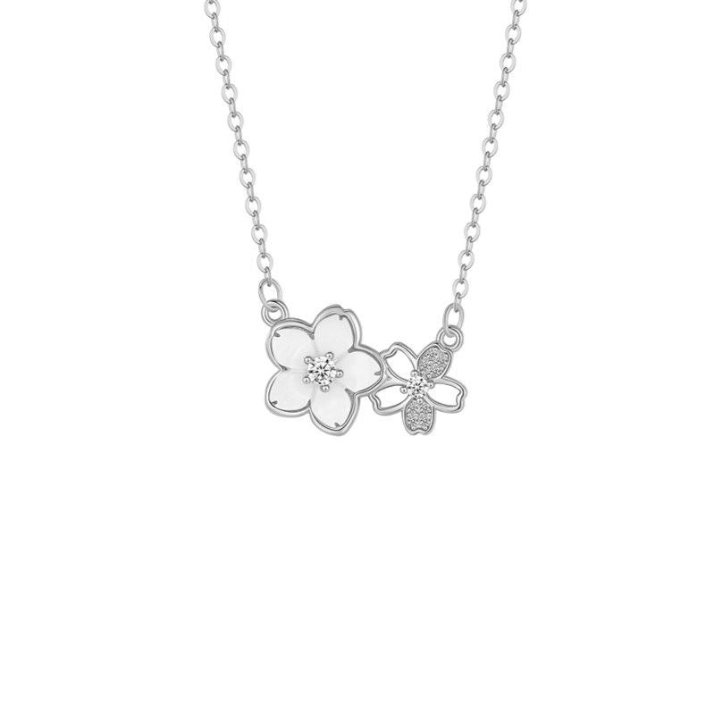 Cherry Blossom Necklace Female Niche Super Fairy Peach Blossom Clavicle Chain 2024 New High-value Necklace Accessories Girls Jewelry