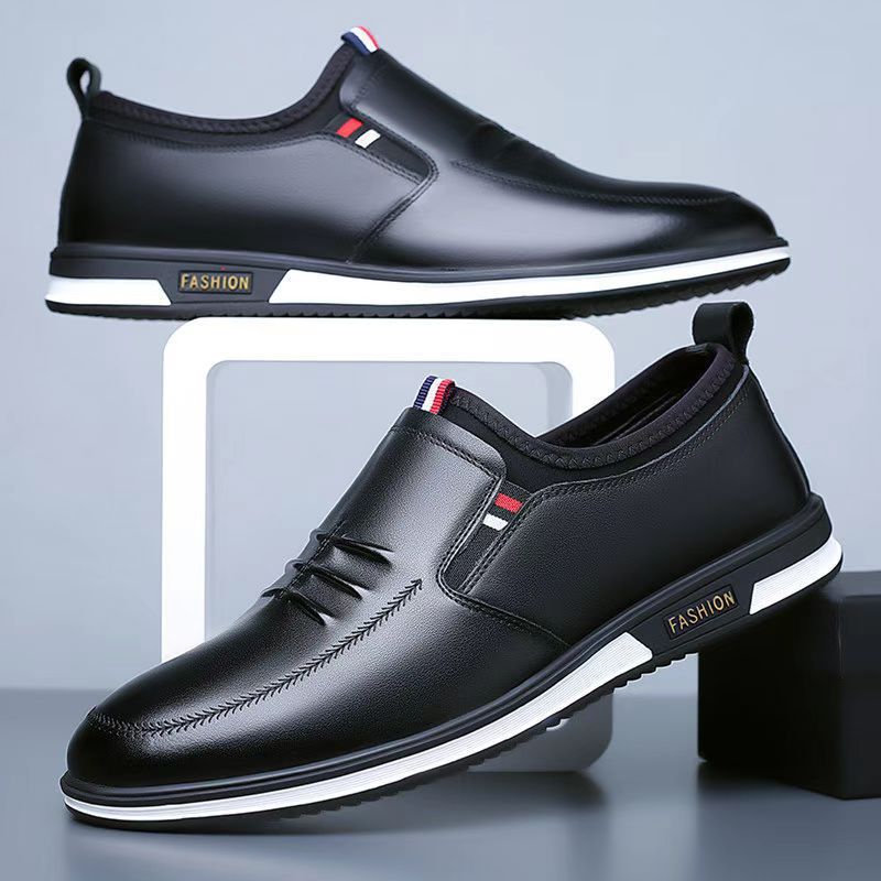 Leather shoes, men's business casual fashion shoes, four seasons fashion, foreign trade beanie shoes, one-foot slip-on shoes, wholesale spot
