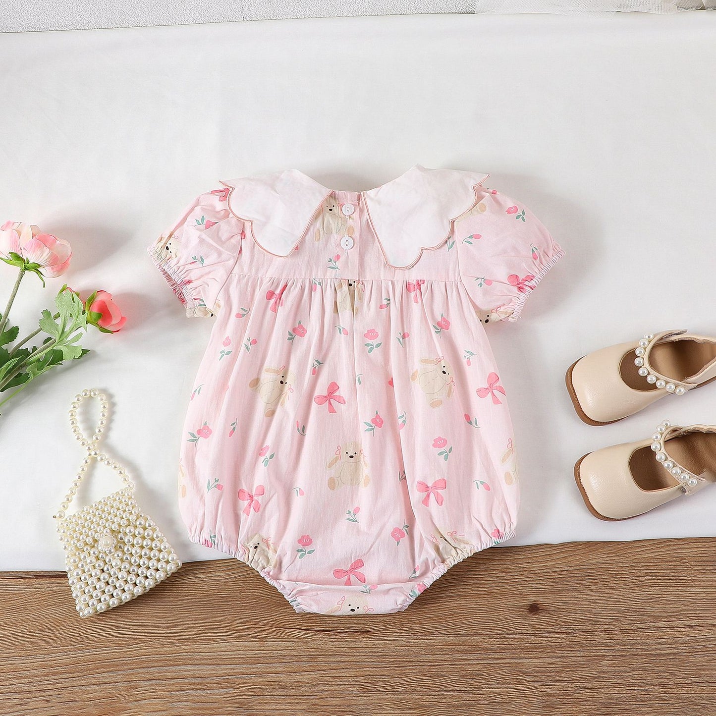 Baby girl baby summer dress one-piece full moon hundred days princess hayi summer thin short sleeve bag fart clothes in stock