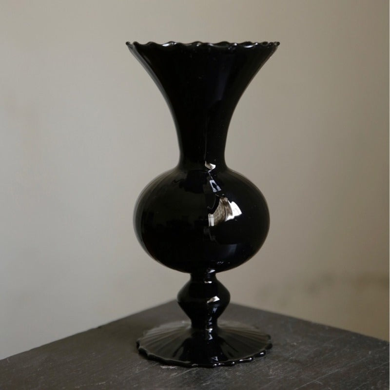 ins Korean style retro glass vase simple Nordic black vase irregular design light luxury home decoration