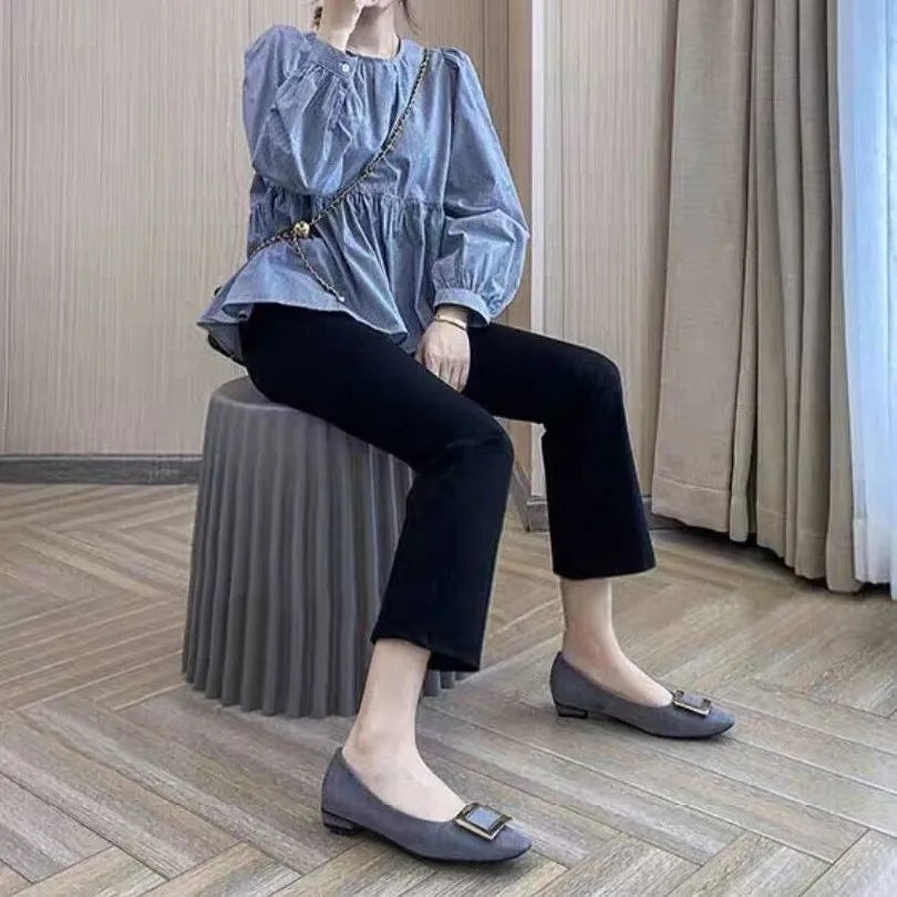 Pear-shaped body, slightly flared, slit, cropped suit pants, women's spring and summer, new small man, large size, flesh covering, thin long pants