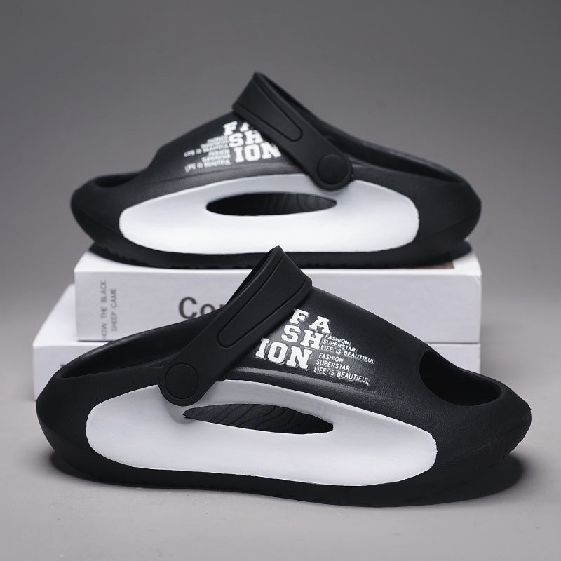 Children's sandals in summer, new heels, children's flip-flops, holes, non-slip boys, medium and large children's beach shoes