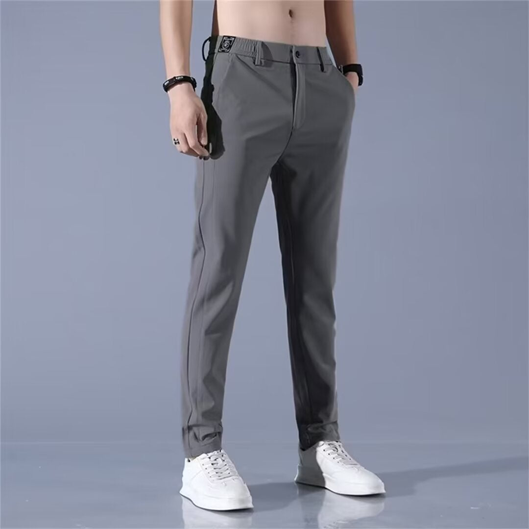 Cross Border Pants Men's Summer Ice Silk Casual Pants Men's Straight Leg Stretch Thin Quick Dry Sports Summer Pants Breathable