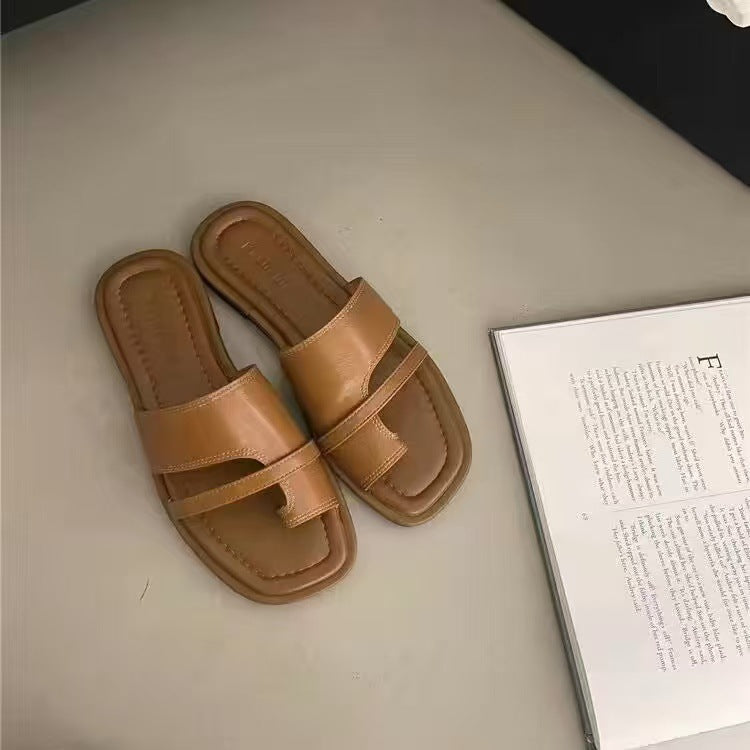 2024 Summer New Slippers Women's Korean Version Retro Simple Slippers Slippers Roman Sandals