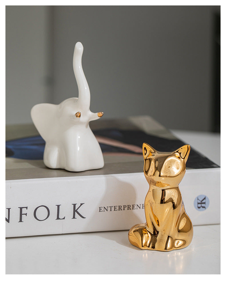 Ceramic elephant ornaments, home accessories, crafts, living room design, creative and cute, white fox factory direct sales