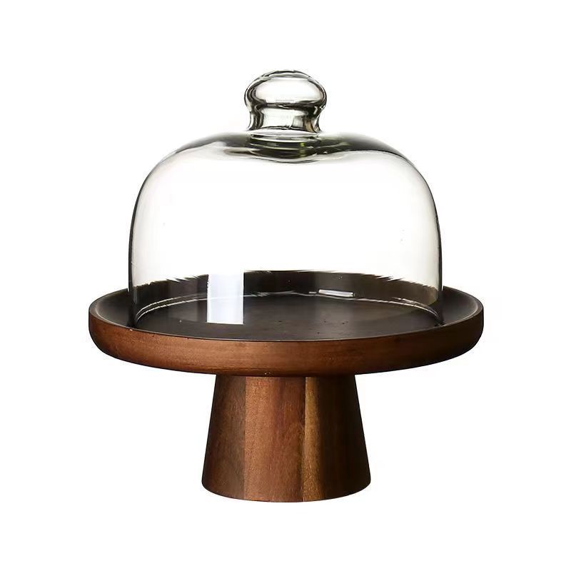 Acacia wood stilt cake plate, wedding dessert table, high-value multi-layer fruit snack plate, solid wood dim sum display plate