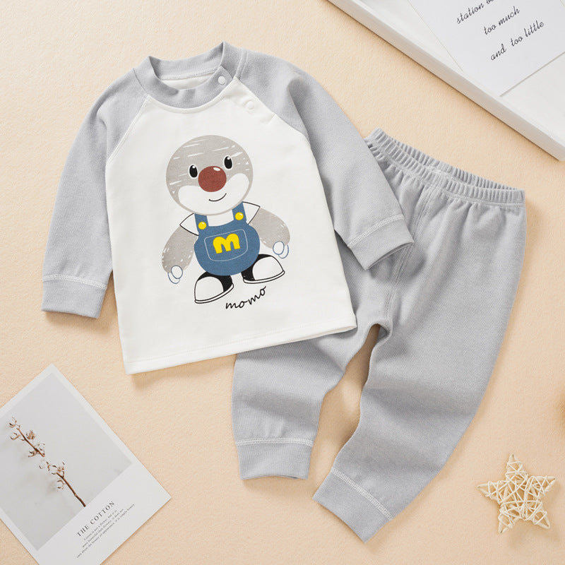 Girls' autumn clothes new baby boy home set Korean cartoon boy thickened autumn clothes and autumn pants underwear two-piece set