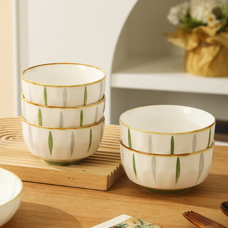 Japanese Style Fresh Rice Bowl Household Underglaze Color Tableware 2024 Amazon Hot Selling Bowl New High-value Tableware Noodle Bowl