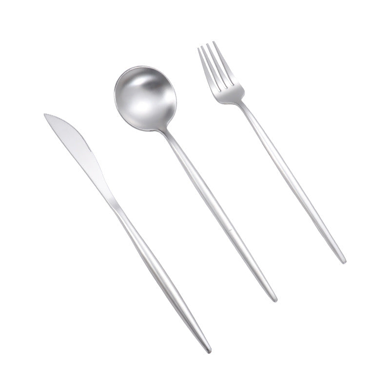 304 stainless steel Portuguese cutlery knife, fork and spoon set Nordic Western gold steak cutlery and spoon set of four