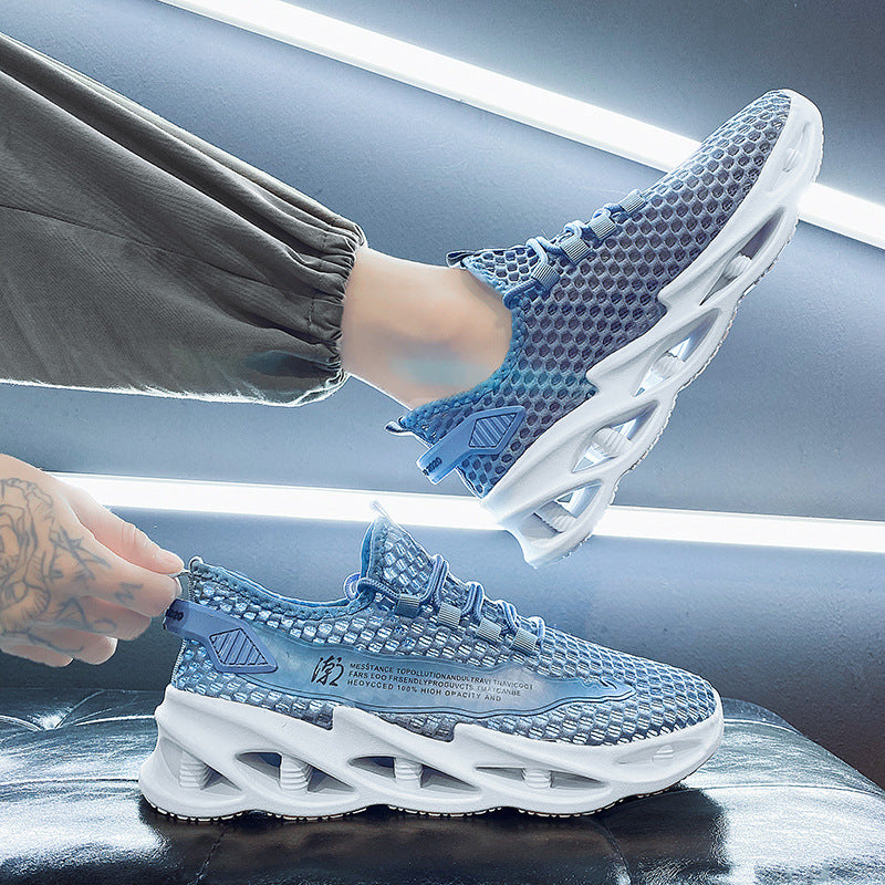Men's ShoesSummer Sports, Breathable Mesh, Cutout Casual Shoes, Men's Heightened Shock Absorber, Single Net Thin Running Trendy Shoes