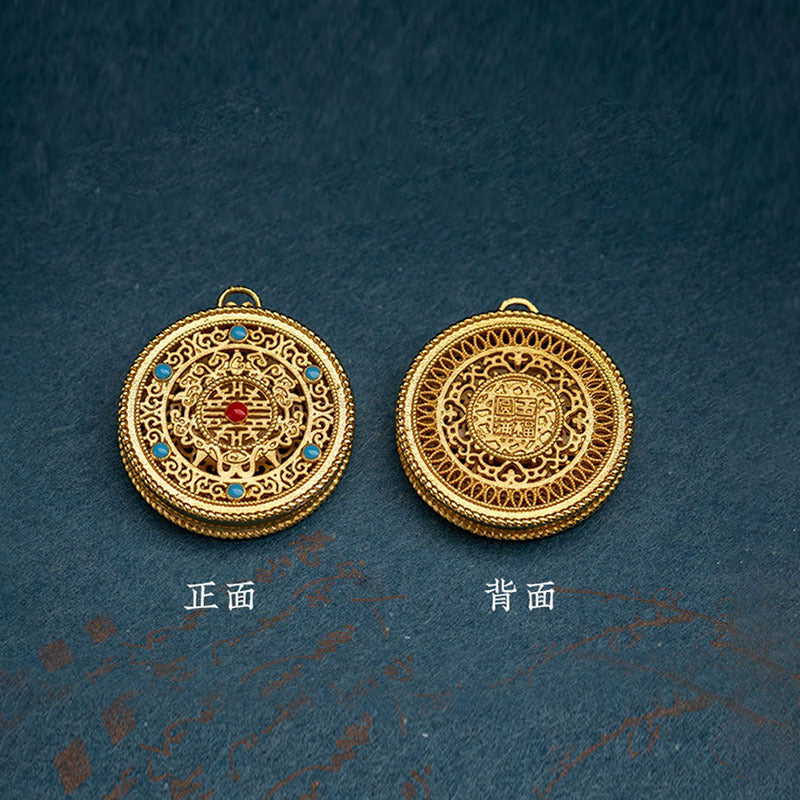 The ancient style of the national tide, the ancient method, the golden five blessings, the consummation, the car key chain, the pendant, the God of Wealth, the peace bag, the sand gold ornament, the round medallion