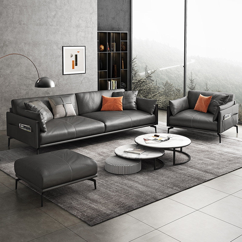 Office sofa, coffee table combination, simple modern commercial reception room, lounge area, sofa, office cowhide for three people