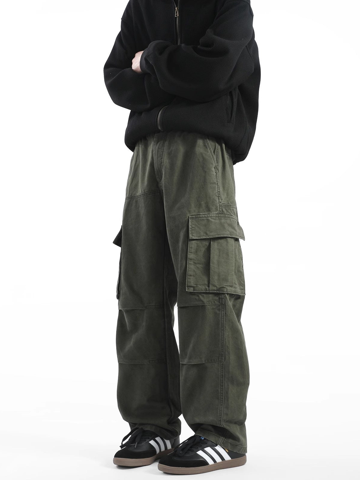 Cargo pants men's 2025 spring and autumn new American retro multi-pocket heavyweight handsome loose straight-leg casual long pants