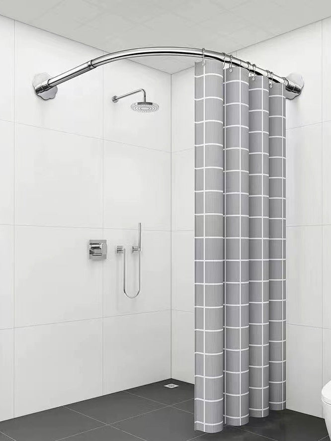 Non-perforated telescopic shower curtain rod arc L-shaped U-shaped bend rail bathroom toilet waterproof bath shower partition curtain