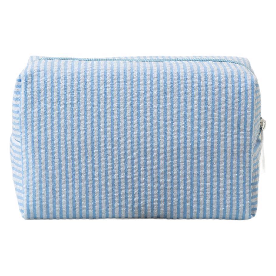 Cross-border hot selling seersucker cosmetic bag hand holding large capacity toiletry bag embroidered stripe travel cosmetics storage bag