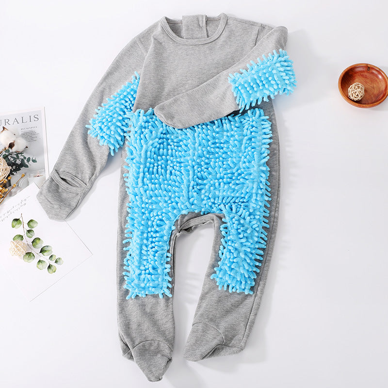 Spring and Autumn baby onesies, baby mop man crawling clothes, baby mopping and crawling clothes, wipe the floor, anti-dirty one-piece