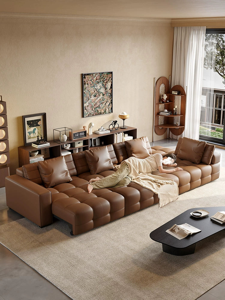 Leather electric sofa