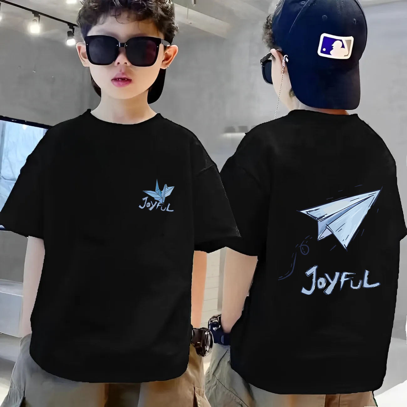Cotton boy short sleeve children's summer white t-shirt 2023 new middle and big children's summer boys fashion top trend
