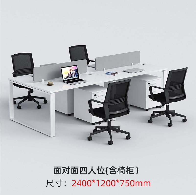 Staff desks: simple modern office furniture, computer desks, staff desks, chairs, double tables, combination steel frame tables