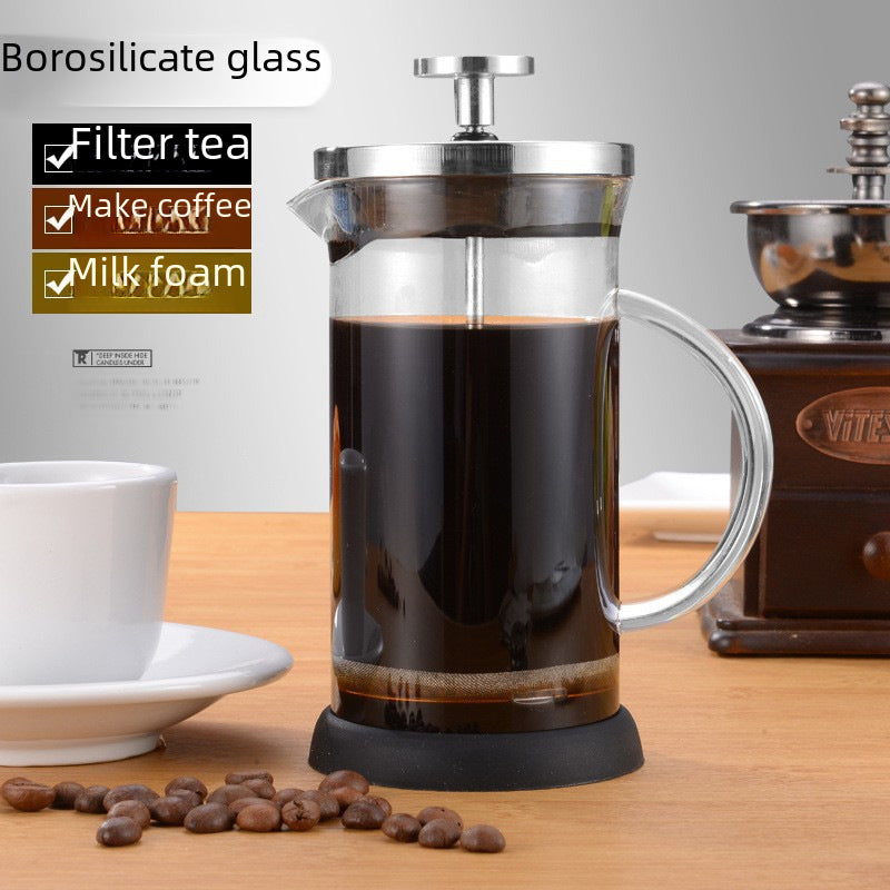 Factory direct sales of new tea heat-resistant tea brewing device, high borosilicate glass teapot, hand-poured coffee pot, French press tea set