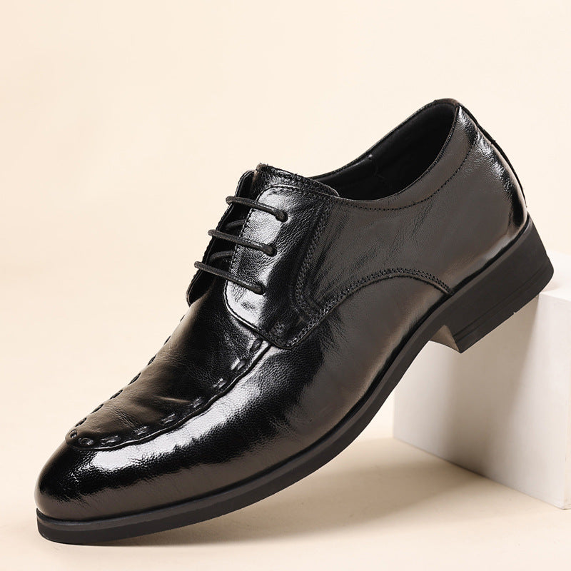 Men's business casual leather shoes genuine leather top layer sheepskin men's shoes soft sole formal dress pointed-toe shoes wholesale men's shoes