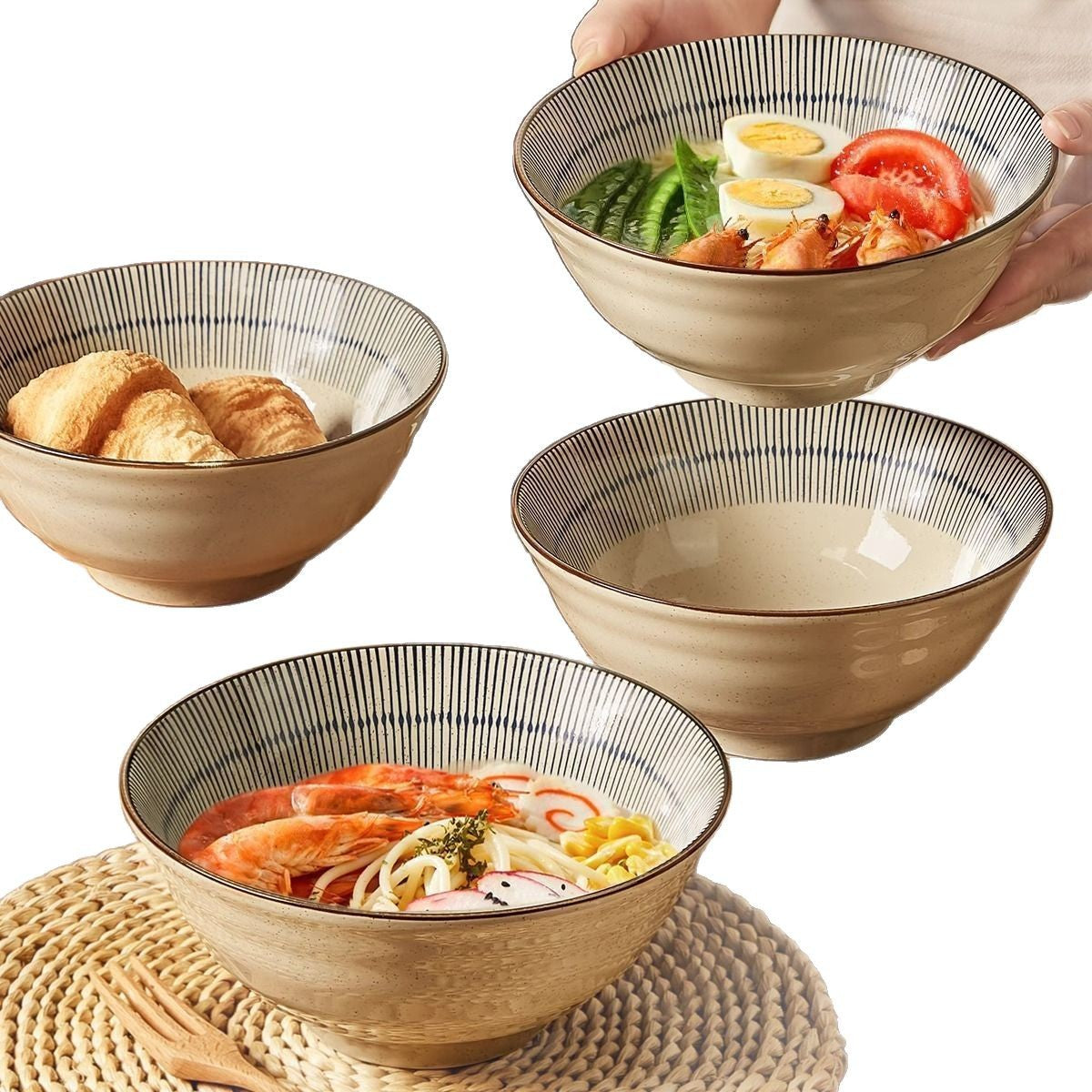 Japanese Style Ceramic Noodle Bowl High Temperature Resistant Ramen Bowl Retro Home 2025 New Instant Noodle Bowl Eating Noodle Bowl Large Bowl