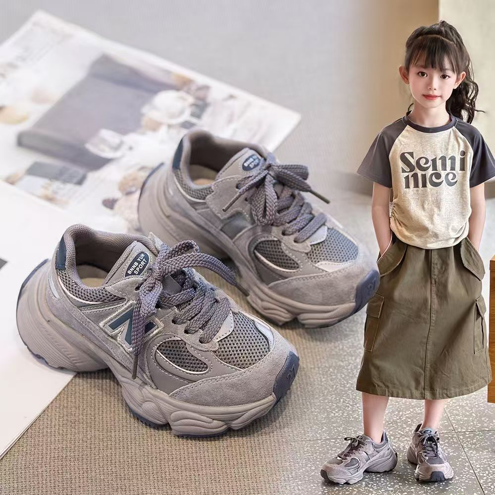 Girls' sneakers 2025 new spring boys' mesh casual shoes children's dad shoes medium and big boys girls' tennis shoes