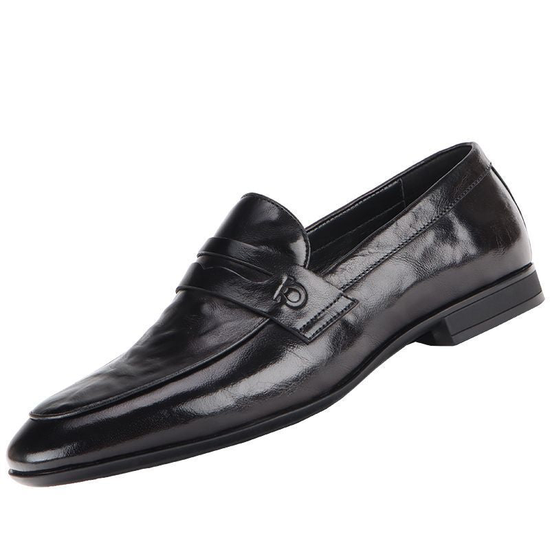 Men's Shoes 2024 New Black Casual Men's Leather Shoes Leather Trend Soft Sole Soft Surface British Business Shoes Men