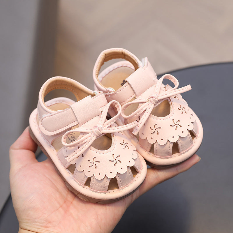 Baby girl princess shoes spring and summer 0-1 years old 2 bag head call sandals soft-soled baby toddler shoes children's hollow list