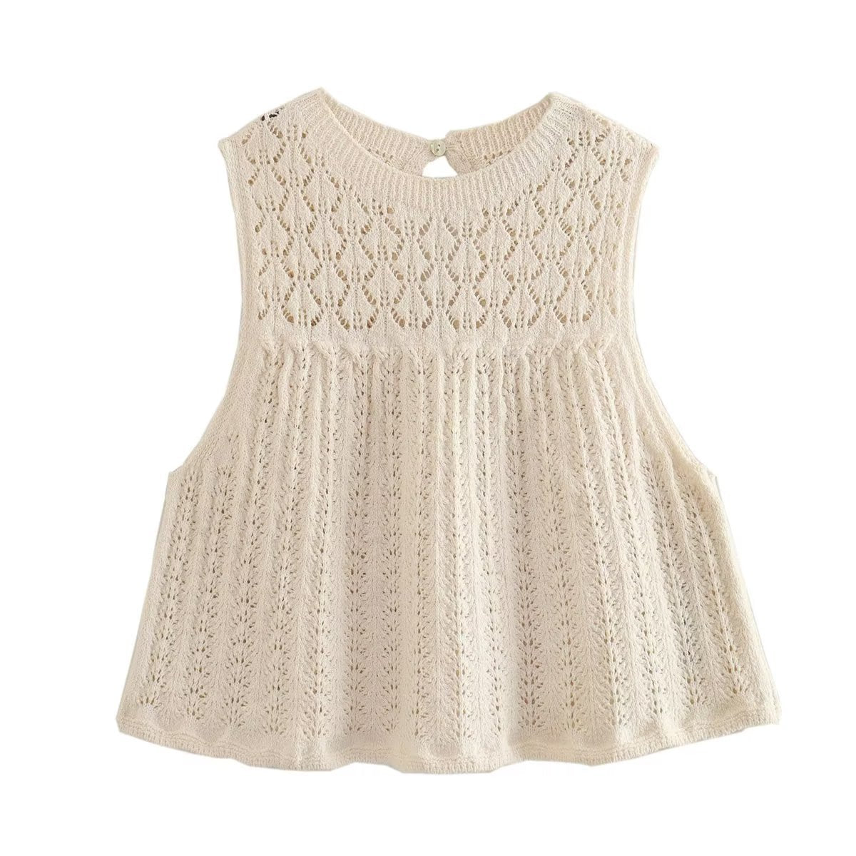 2024 European and American fashion casual knitted vest cut-out top + knitted high-waisted skirt 8LS2645