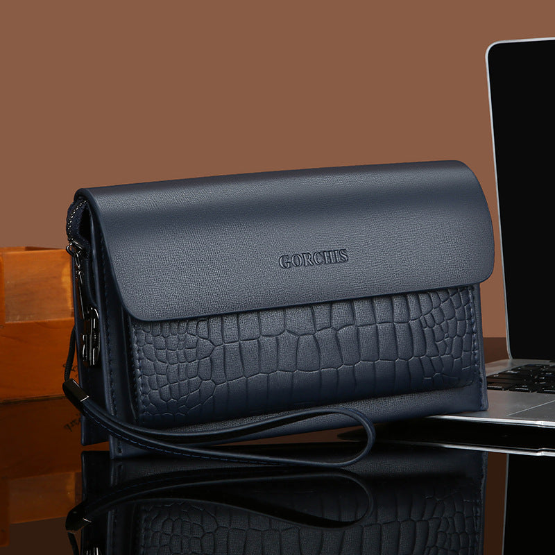 New men's clutch bag password lock crocodile pattern handbag wallet multi-card position trendy men's bag soft leather handbag men