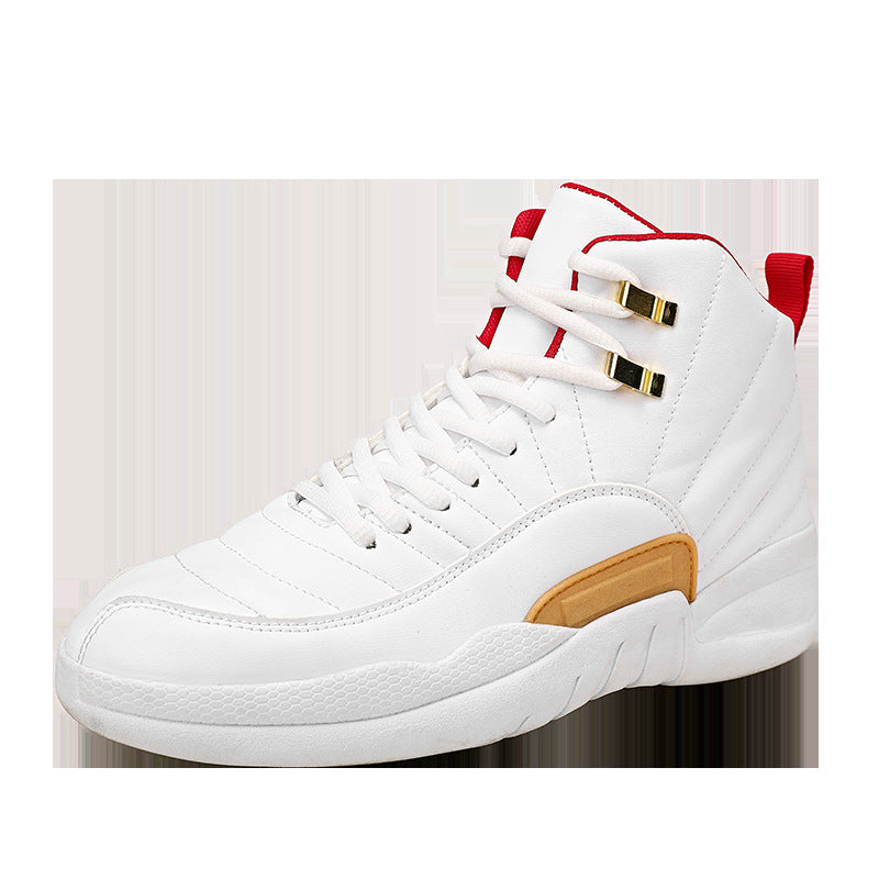 Winter men's white high-top sports microfiber round toe front lace-up viscose sneakers in stock