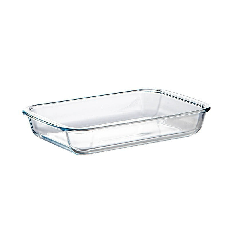 Household high borosilicate glass baking pan High temperature resistant glass baking pan oven microwave steaming fish special steaming and baking