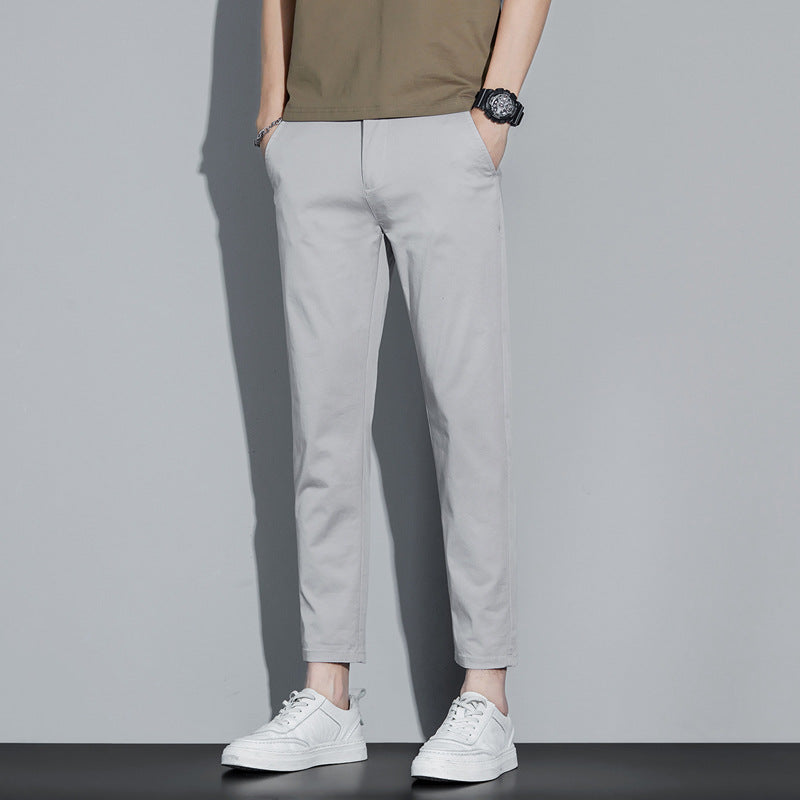 Men's slacks, cropped pants, boys' fashion, student pants, solid color trousers, men's trousers, 988 188