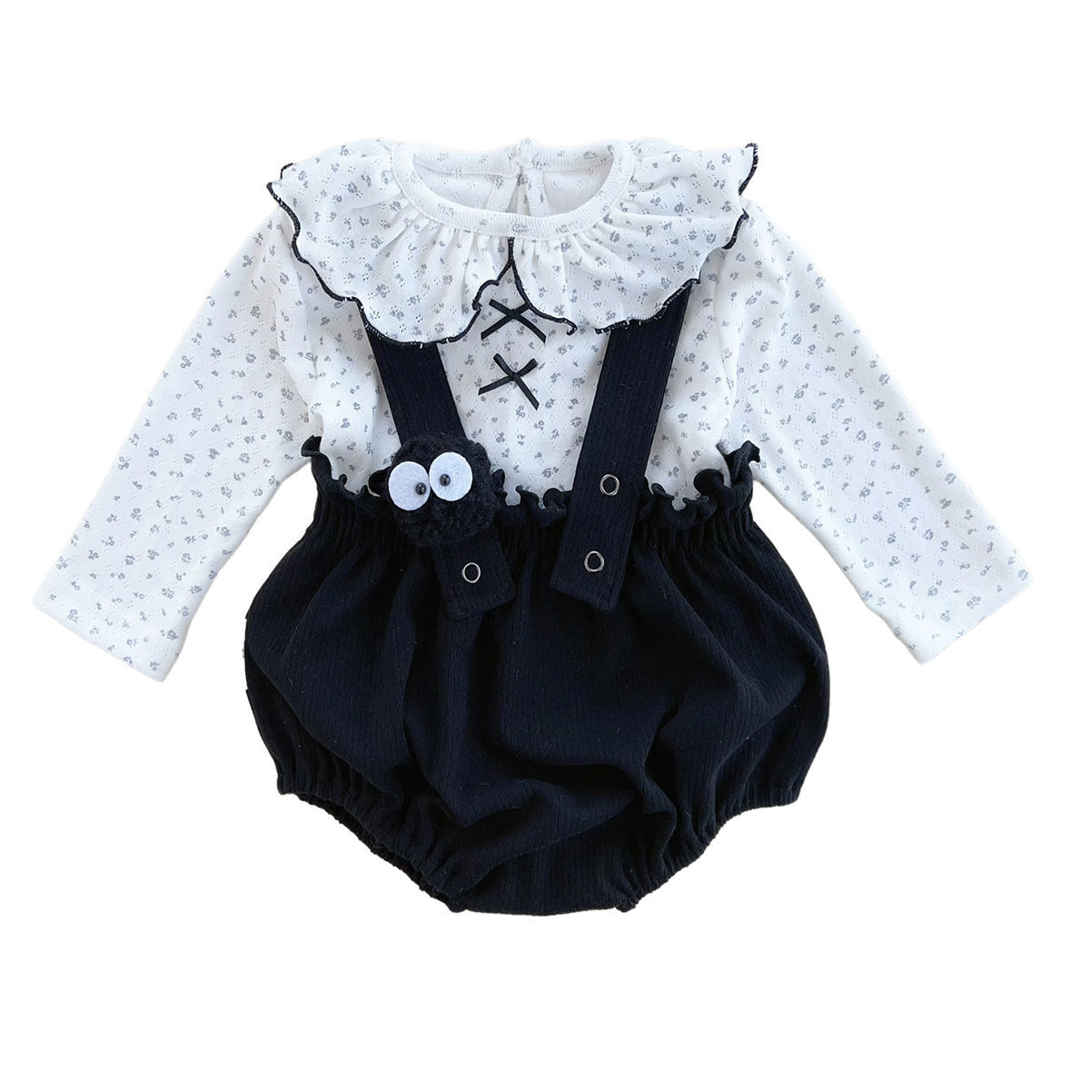 Infant and toddler set doll collar spring and autumn strap foreign style suit outing clothes little princess set Z1250
