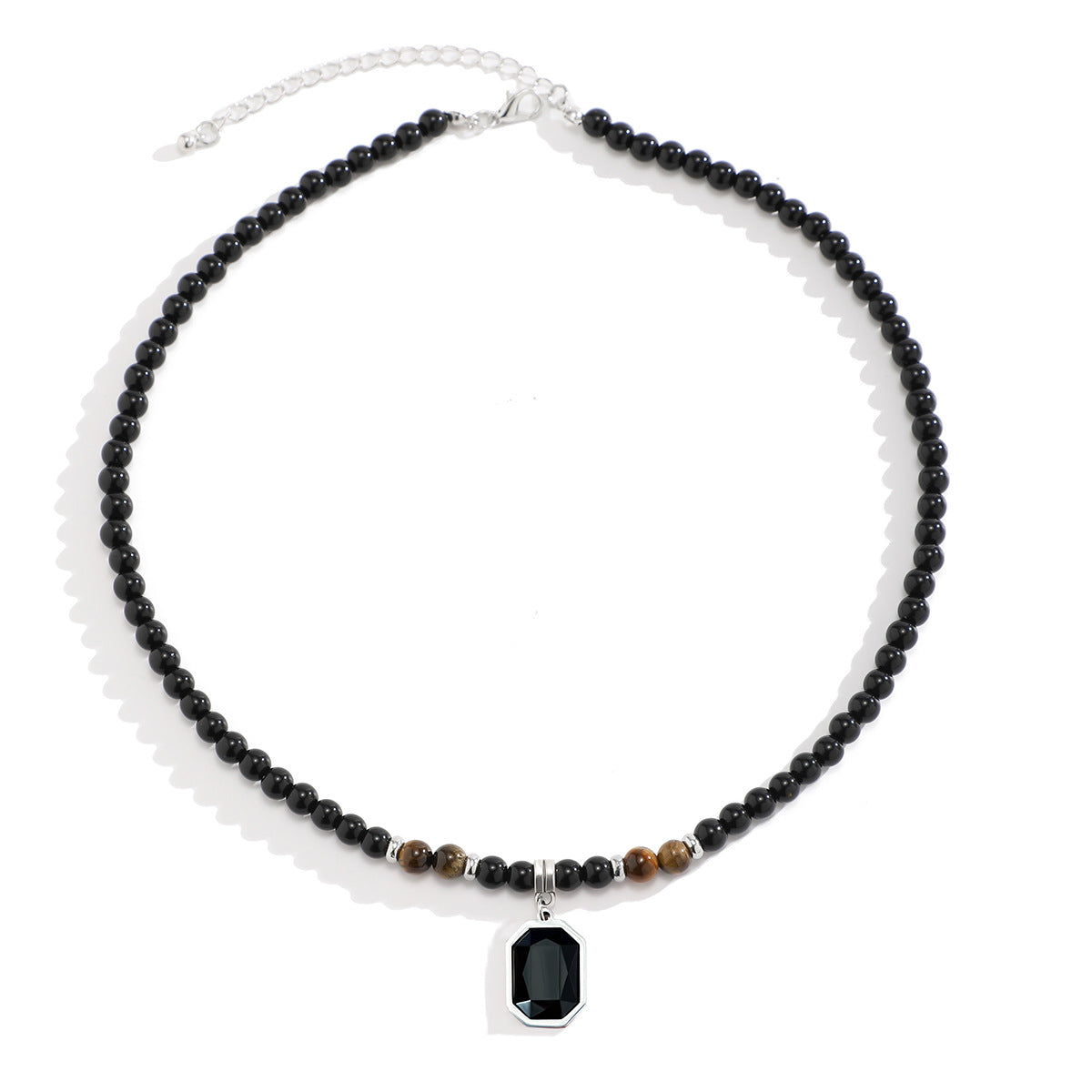 European and American cross-border tiger stone beaded necklace men's hip-hop niche sense of luxury, simple personality, men's clavicle chain accessories