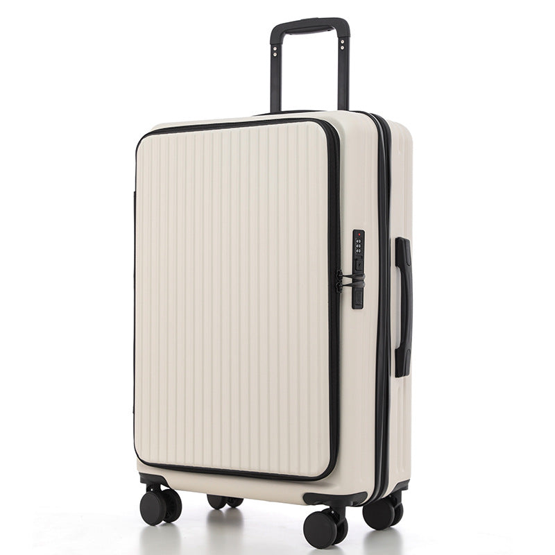 Front opening suitcase, men's trolley suitcase, women's 26 multifunctional suitcase, 20-inch cabin suitcase, lockbox, leather suitcase