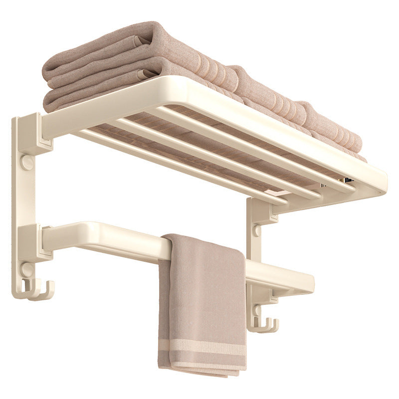 The manufacturer supplies cream wind bath towel holder, milky white towel rail, foldable toilet, non-perforated bathroom shelf
