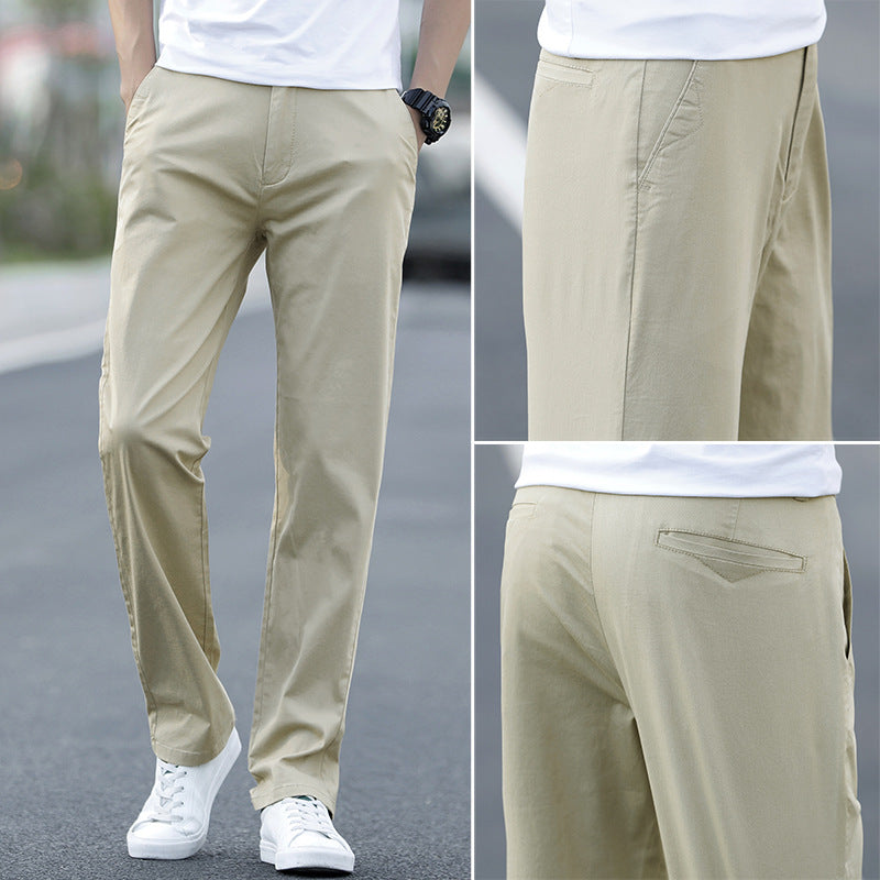 Cotton slacks men's 2025 new straight leg loose pants summer versatile business men's plus size trousers thin