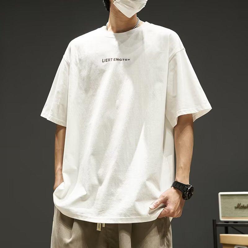 Spring and summer, lazy style, boys' fashion, trendy brand, youth pop, round neck T-shirt, versatile, fashionable, niche, casual short sleeve