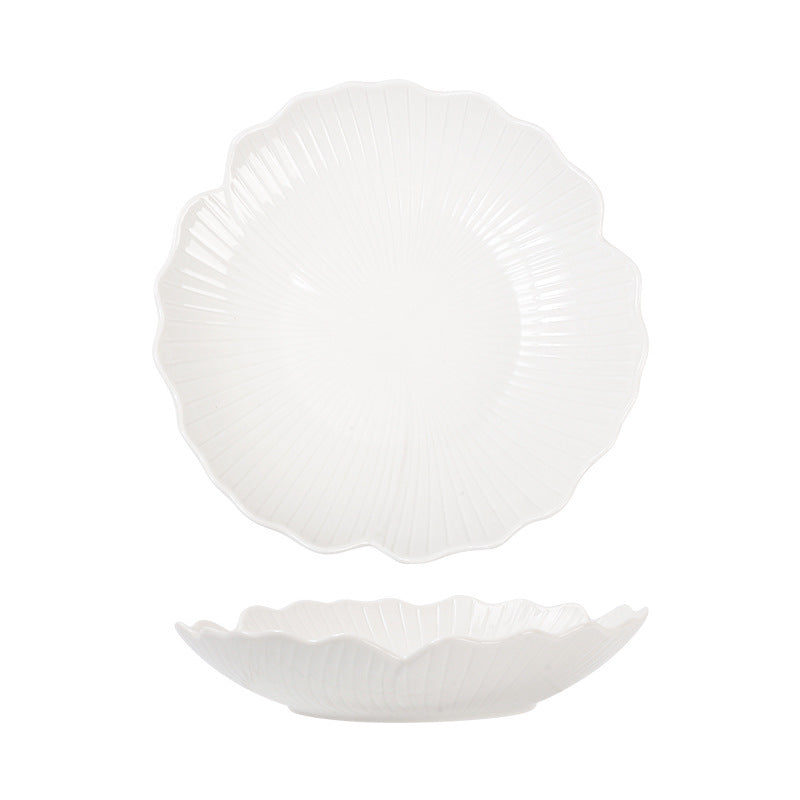 White ceramic commercial salad bowl, fruit plate, deep vegetable plate, steak plate, fish plate, dessert plate, Western high-end bowl plate