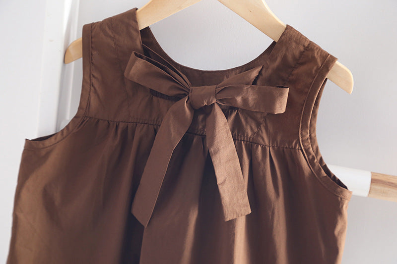 Girls' Fashion Suit Foreign Style New Kids Girls Summer Clothes Kids Summer Clothes Sleeveless Two-Piece Trend