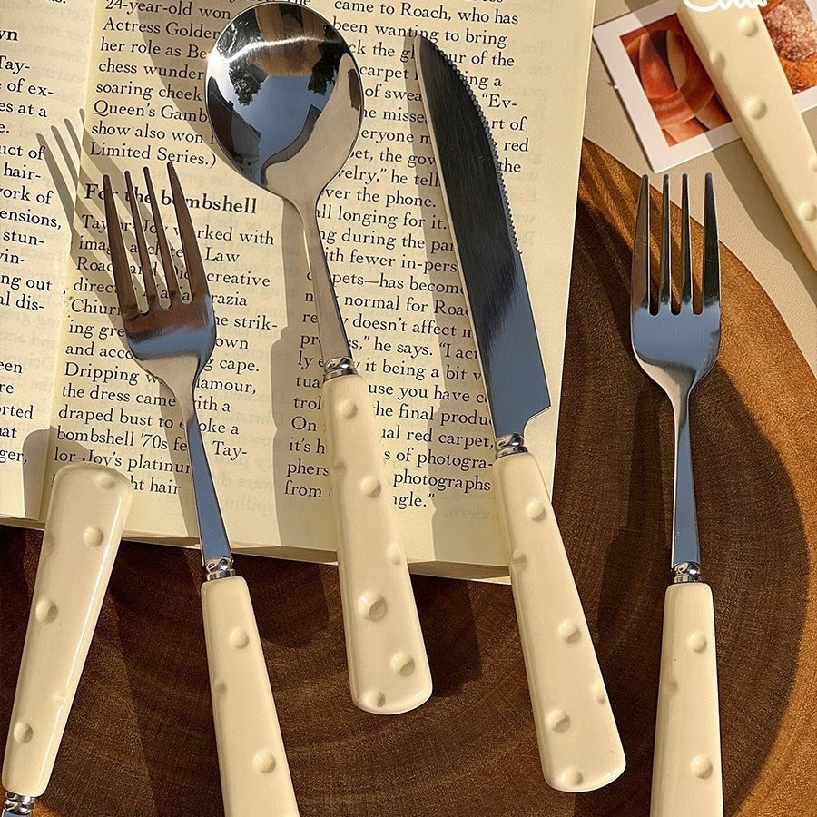 ins cheese spoon fork cute high-value stainless steel knife fork spoon set home high-end Western food tableware