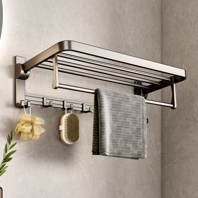 Gun gray towel rack bathroom space aluminum free punching bathroom rack wall-mounted toilet toilet bath towel rack